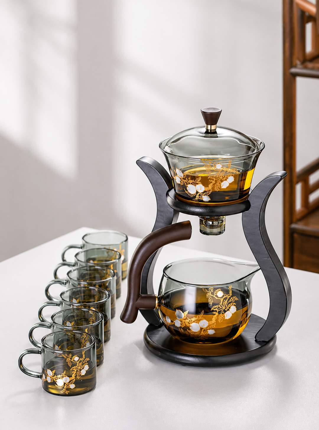 Magnetic Automatic Glass Tea Set – One-Touch Brewing, No Mess, No Burns