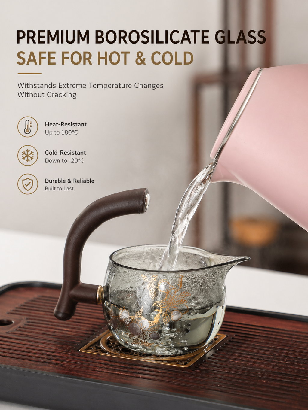 Magnetic Automatic Glass Tea Set – One-Touch Brewing, No Mess, No Burns