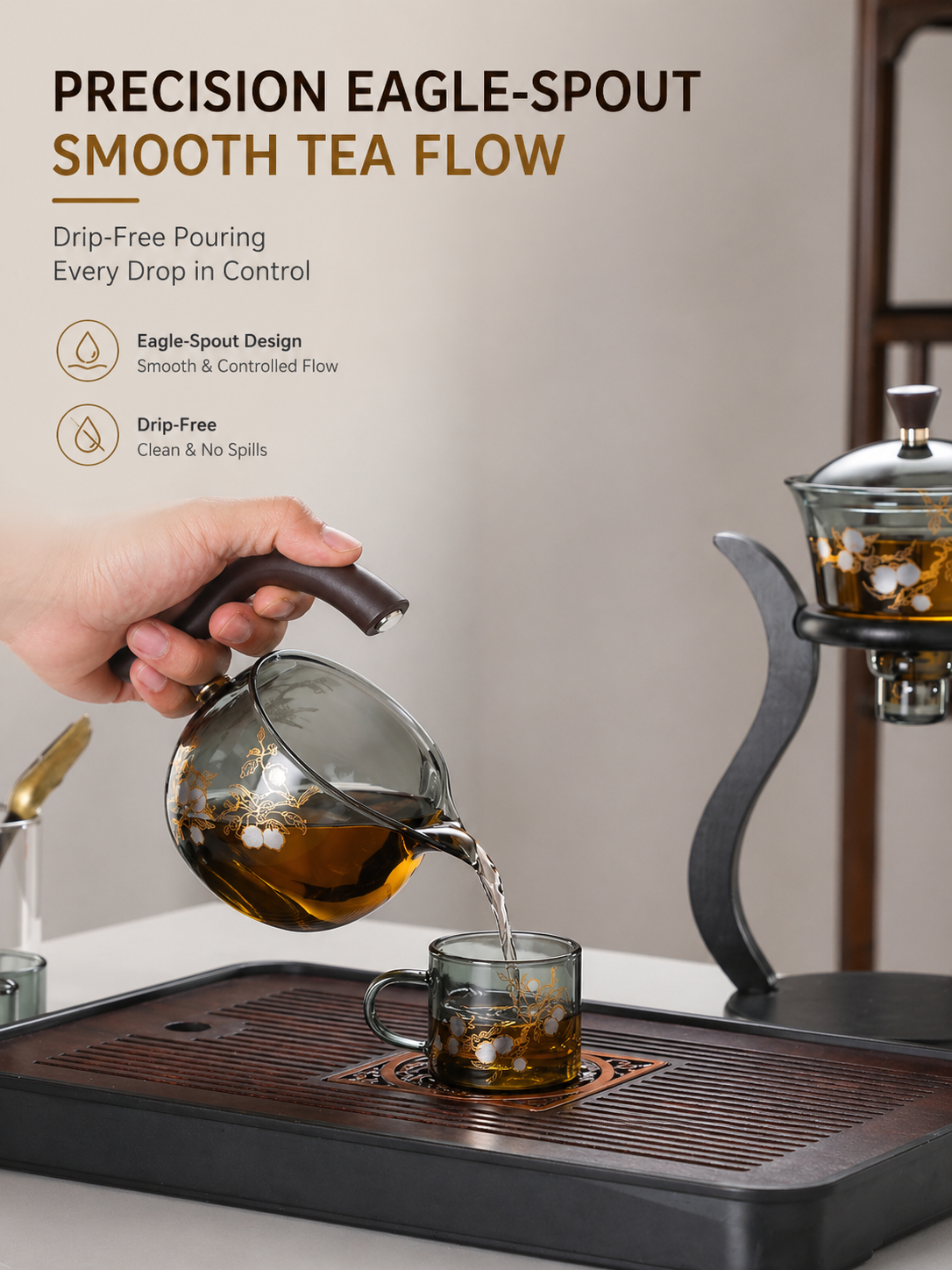 Magnetic Automatic Glass Tea Set – One-Touch Brewing, No Mess, No Burns
